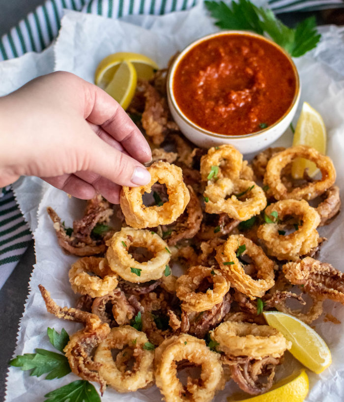 Fried Calamari with Marinara Dipping Sauce