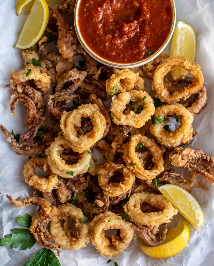 Fried Calamari with Marinara Dipping Sauce