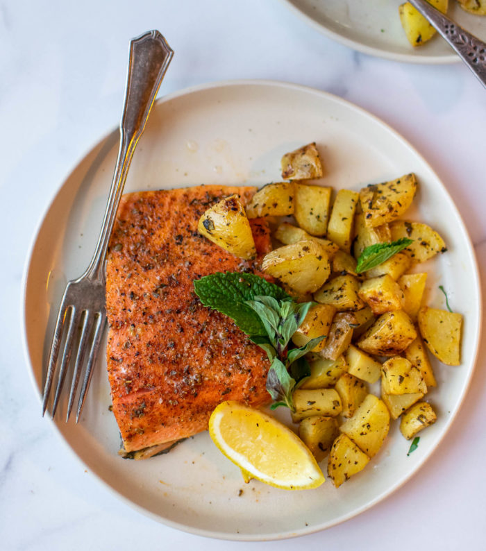 Greek Salmon and Potatoes