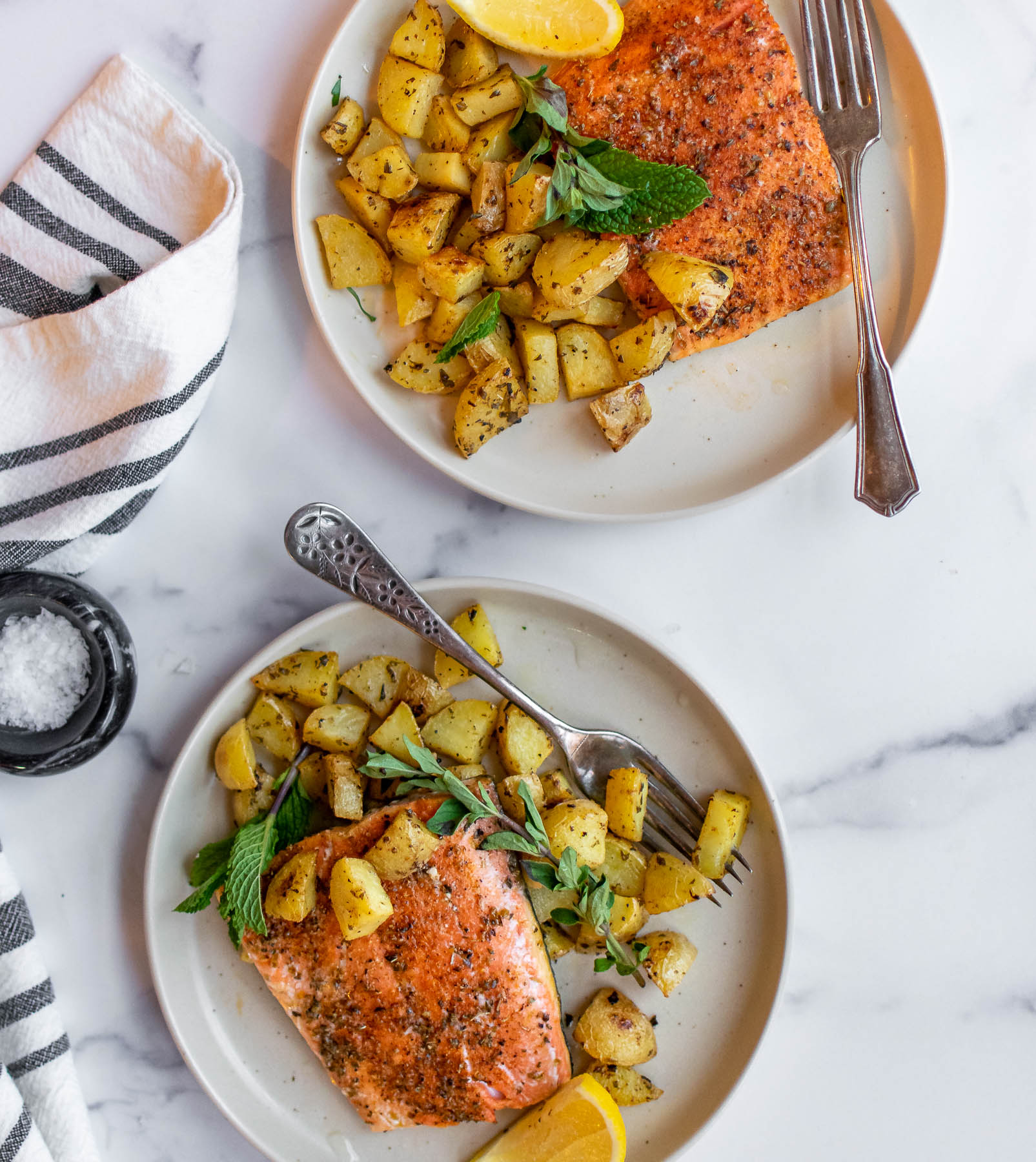 Sheet Pan Greek Salmon and Potatoes | Carolyn's Cooking