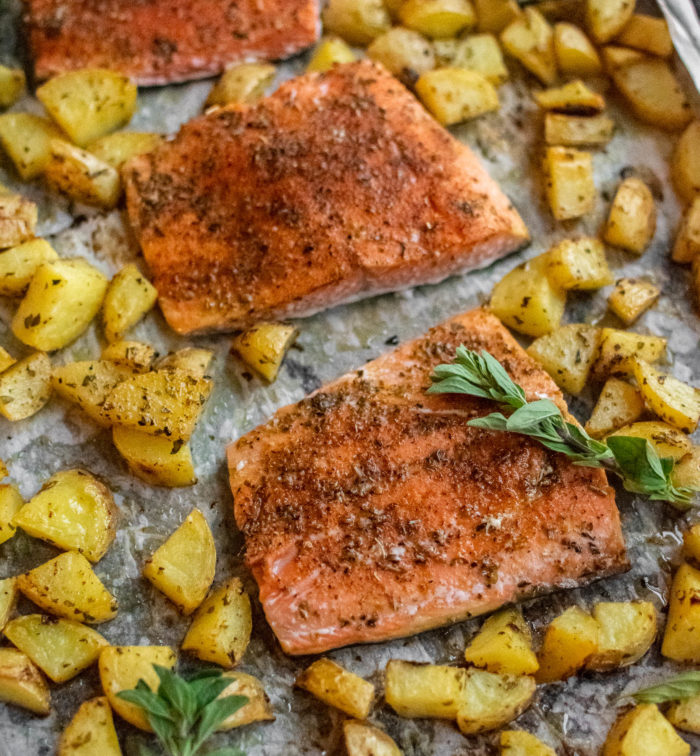 Greek Salmon and Potatoes 