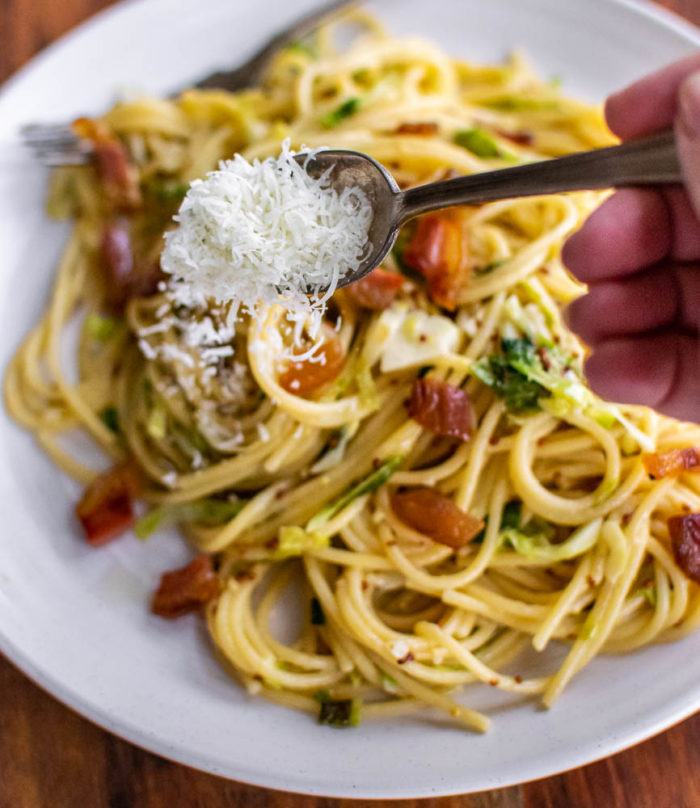 Spaghetti with Brussels Sprouts and Guanciale