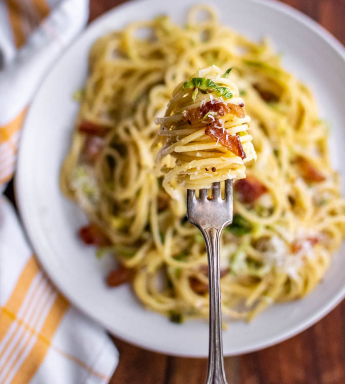 Spaghetti with Brussels Sprouts and Guanciale