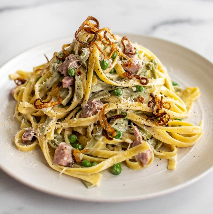 Paglia e Fieno with Crispy Shallots