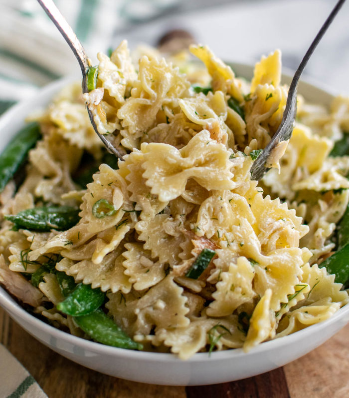 Smoked Fish Snap Pea Pasta Salad