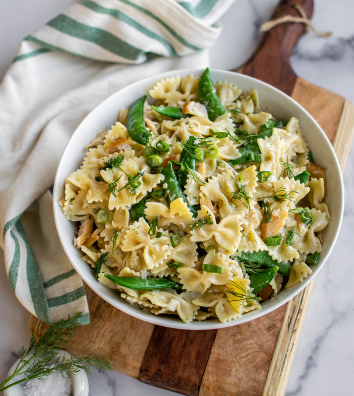 Smoked Fish Snap Pea Pasta Salad