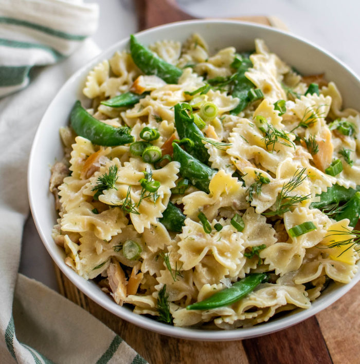 Smoked Fish Snap Pea Pasta Salad 