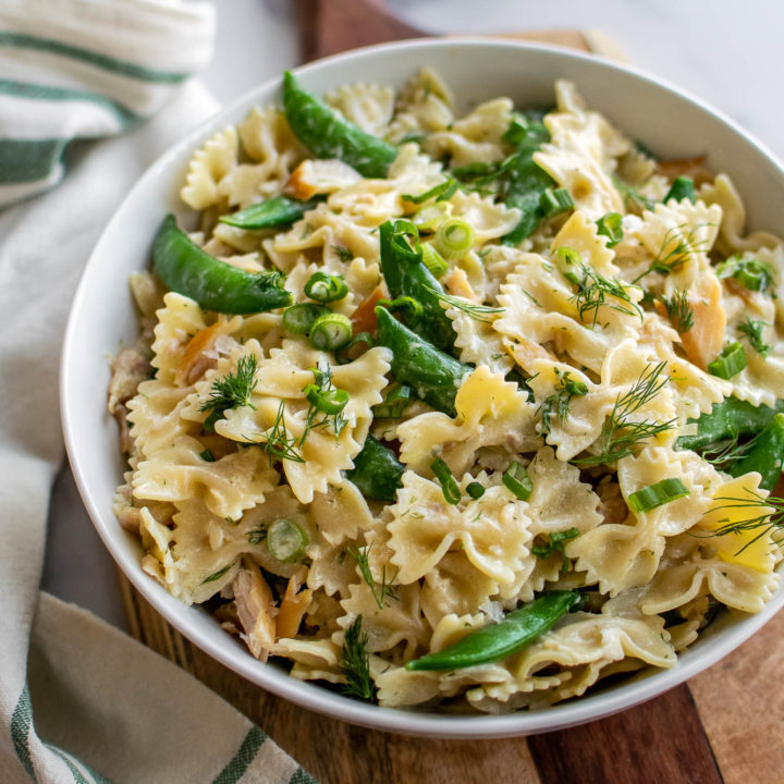 Smoked Fish Snap Pea Pasta Salad