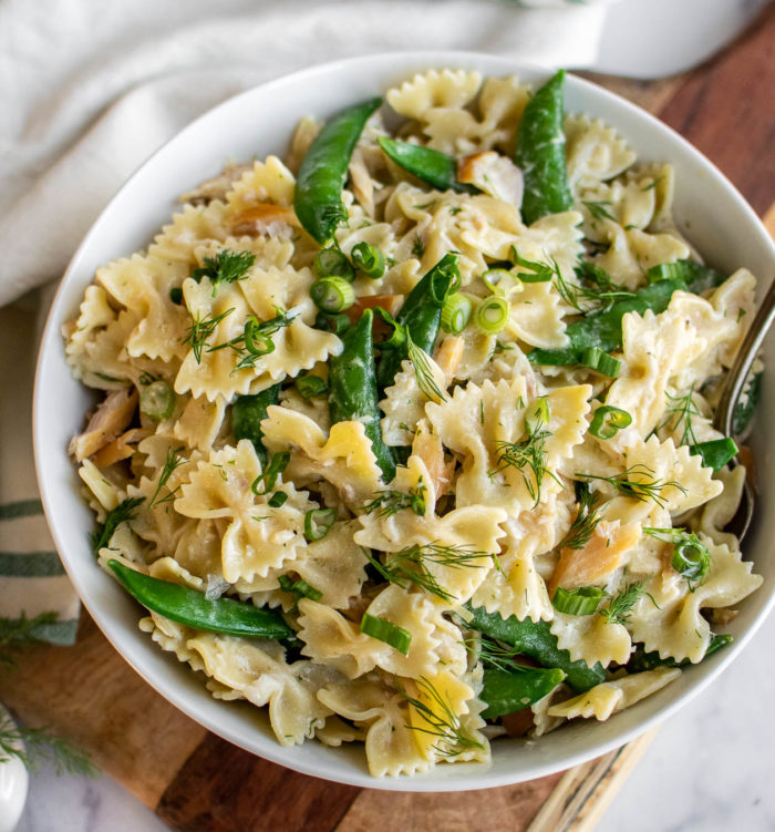 Smoked Fish Snap Pea Pasta Salad 