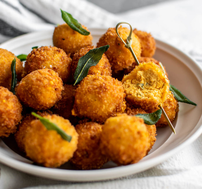 Fried Pumpkin Goat Cheese Balls