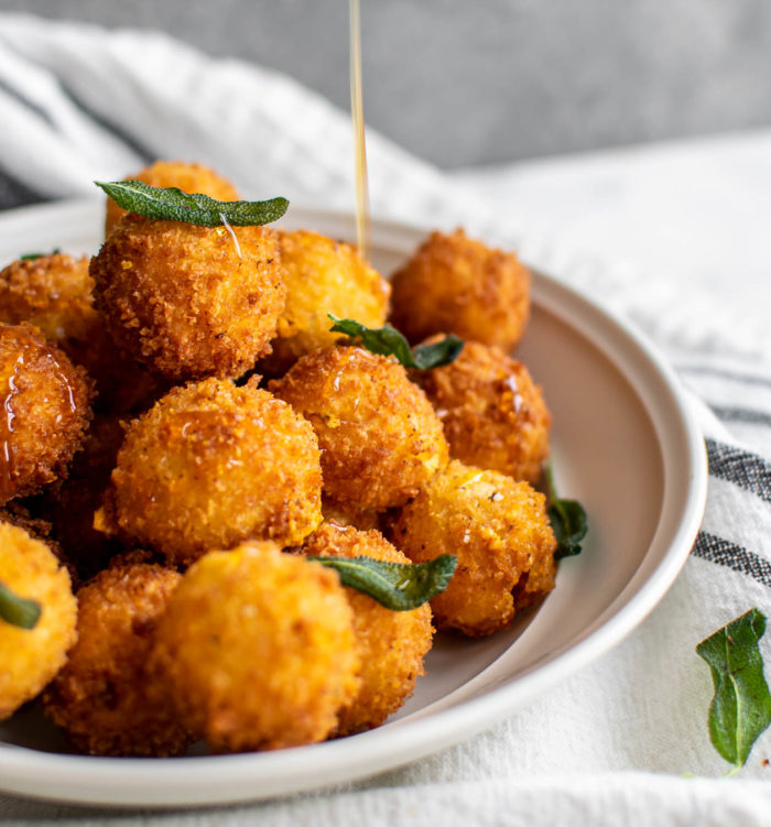 Fried Pumpkin Goat Cheese Balls 