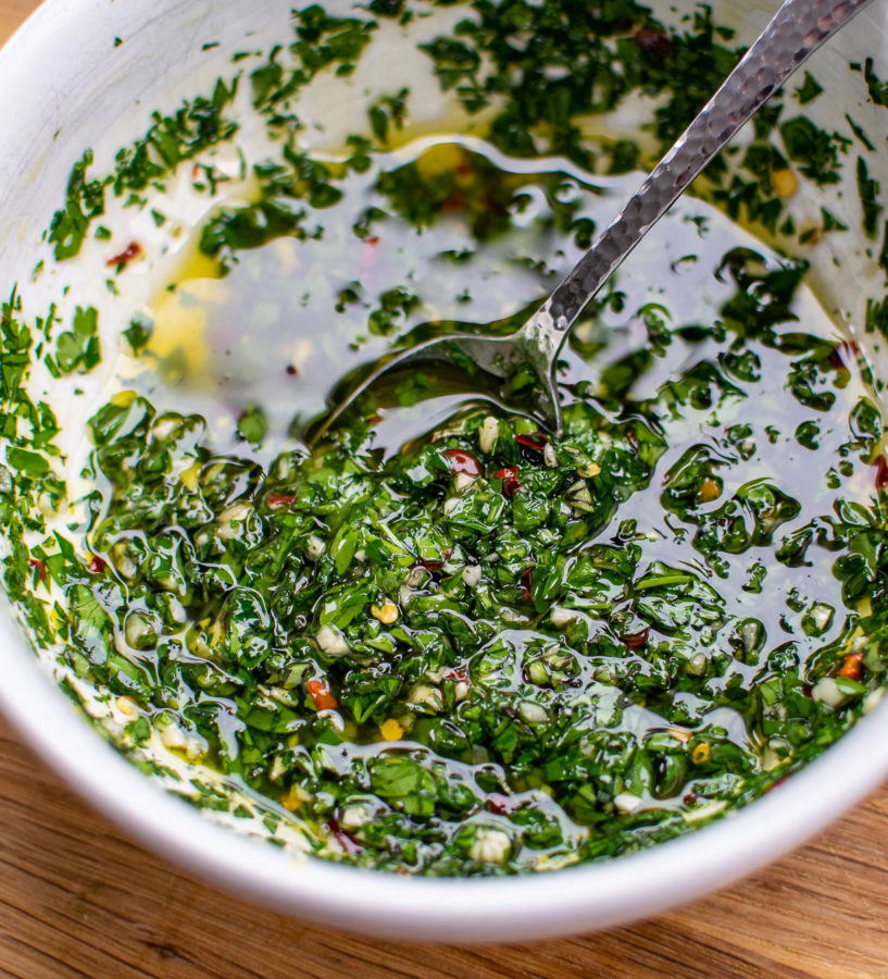 Chimichurri in a bowl.