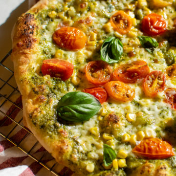 Marinated Tomato and Corn Pizza.