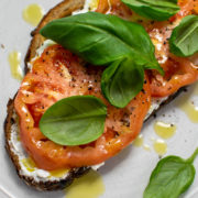 Ricotta Tomato Toast on a plate.