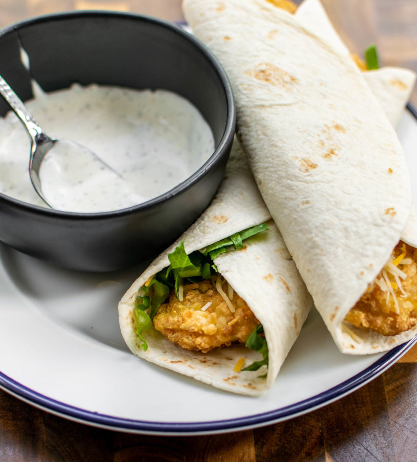 Crispy Ranch Snack Wraps on a plate.