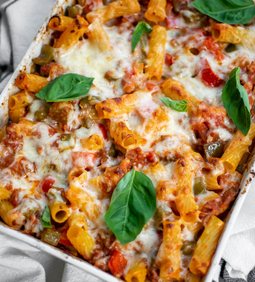 Sausage and Pepper Pasta Bake.