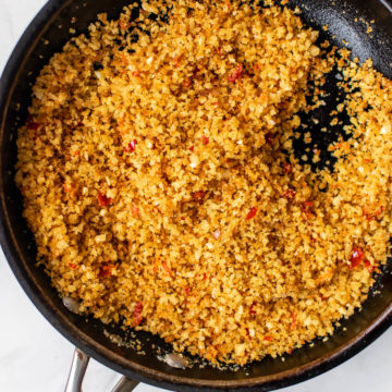 Spicy Calabrian Breadcrumbs in a pan.