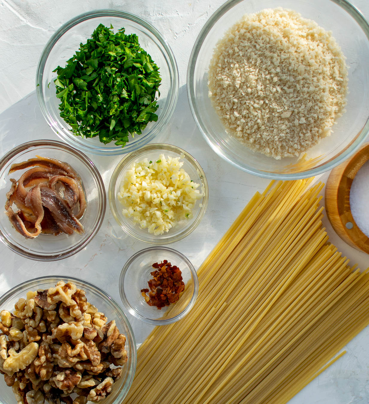 Anchovy and Walnut Pasta with Garlic Breadcrumbs Carolyn's Cooking