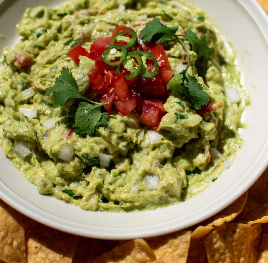 Easy Authentic Guacamole close up.